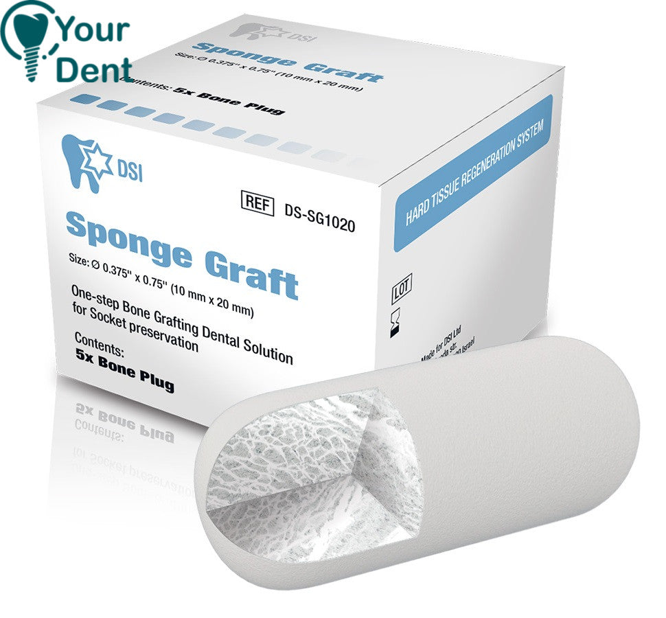 ספוגיות קולגן עם עצם 5 יח - DS-SG1020 STERILE SPONGE BONE GRAFT SOCKET PLUGS