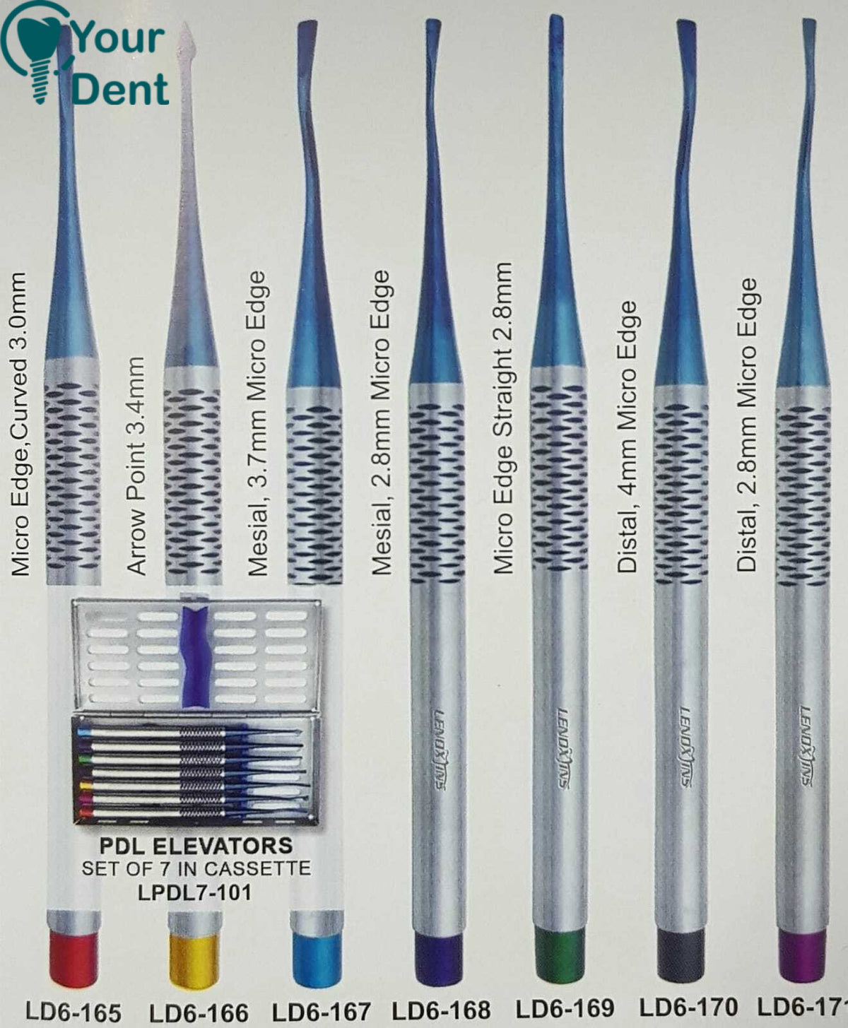 PDL Periotomes Set of 7 in Cassette