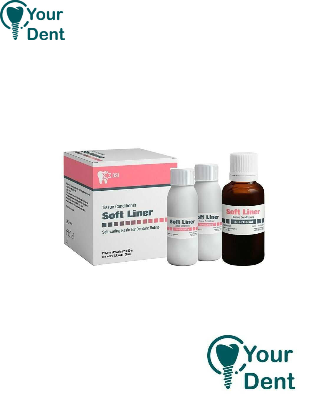 ml100 Soft Liner Denture Reline Tissue Conditioner - סופט ליינר 100 מ׳׳ל